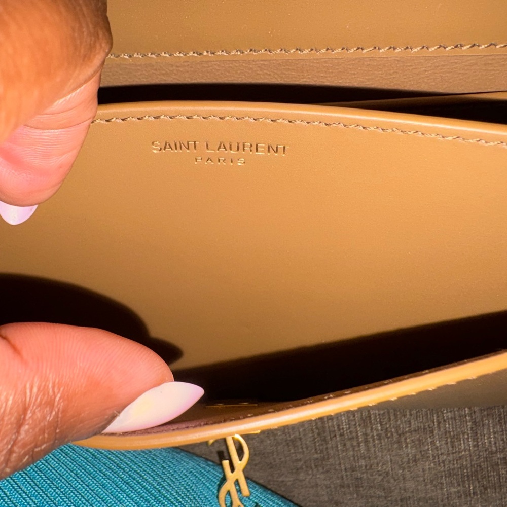 Saint Laurent Mini Voltaire Shoulder Bag — Dark Cork Calfskin — Retail $2500 - Picture 5 of 15